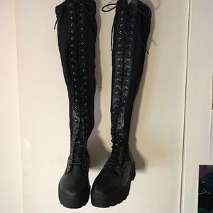 Forever 21 Over the Knee Combat Boots size 8